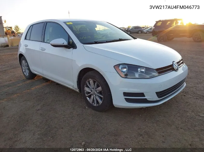 2015 Volkswagen Golf VIN: 3VW217AU4FM046773 Lot: 12072963