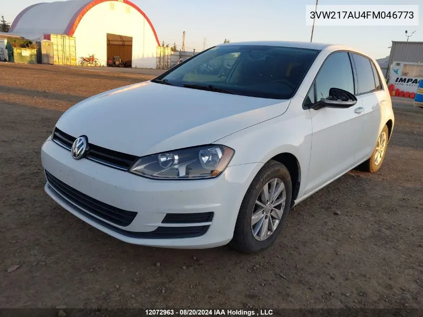 2015 Volkswagen Golf VIN: 3VW217AU4FM046773 Lot: 12072963