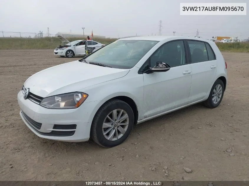 2015 Volkswagen Golf VIN: 3VW217AU8FM095670 Lot: 12073457