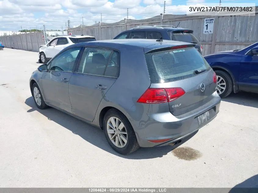 2015 Volkswagen Golf VIN: 3VW217AU7FM073482 Lot: 12084624