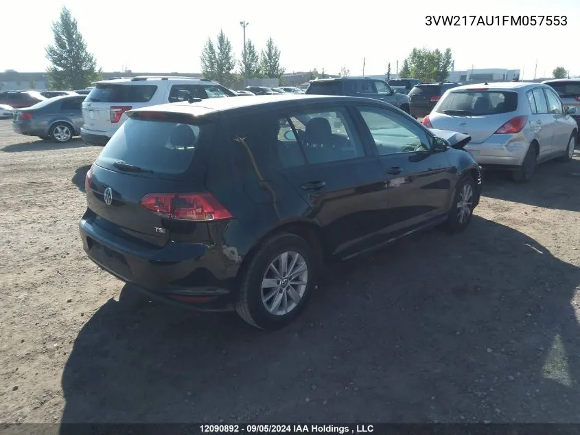 2015 Volkswagen Golf VIN: 3VW217AU1FM057553 Lot: 12090892