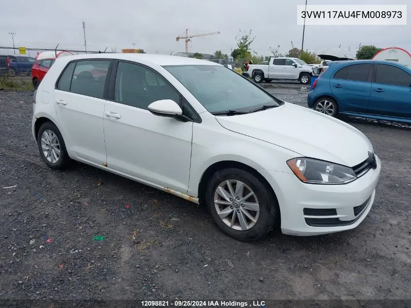 2015 Volkswagen Golf VIN: 3VW117AU4FM008973 Lot: 12098821