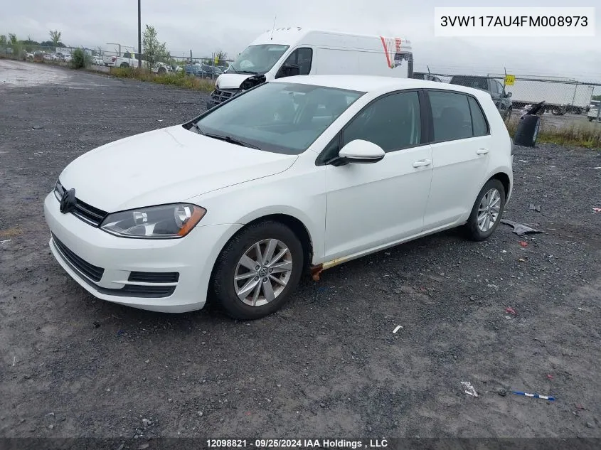 2015 Volkswagen Golf VIN: 3VW117AU4FM008973 Lot: 12098821