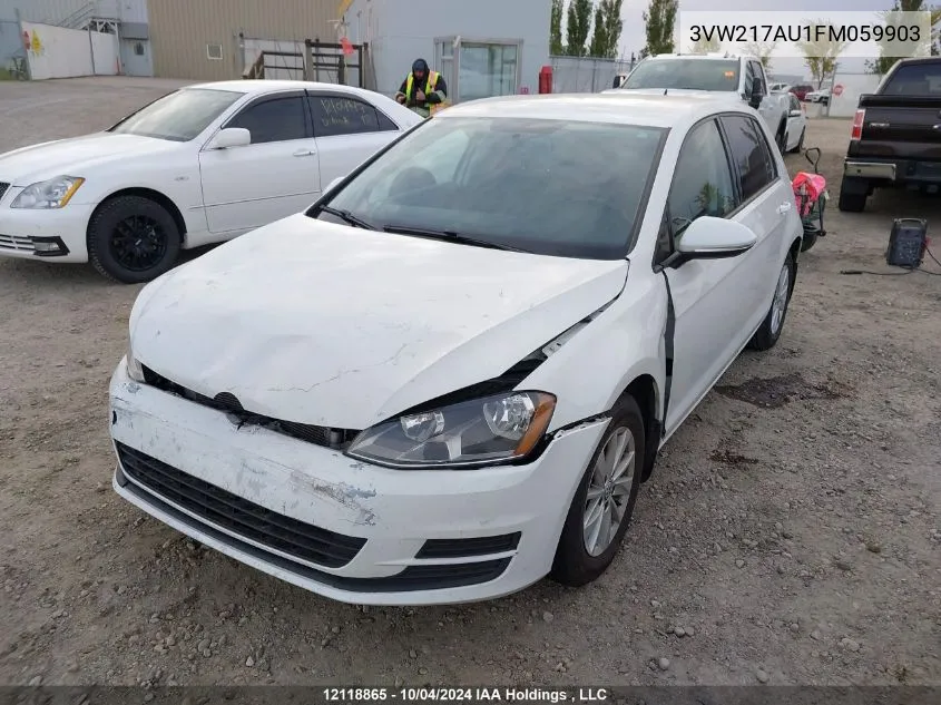 2015 Volkswagen Golf Tsi VIN: 3VW217AU1FM059903 Lot: 12118865