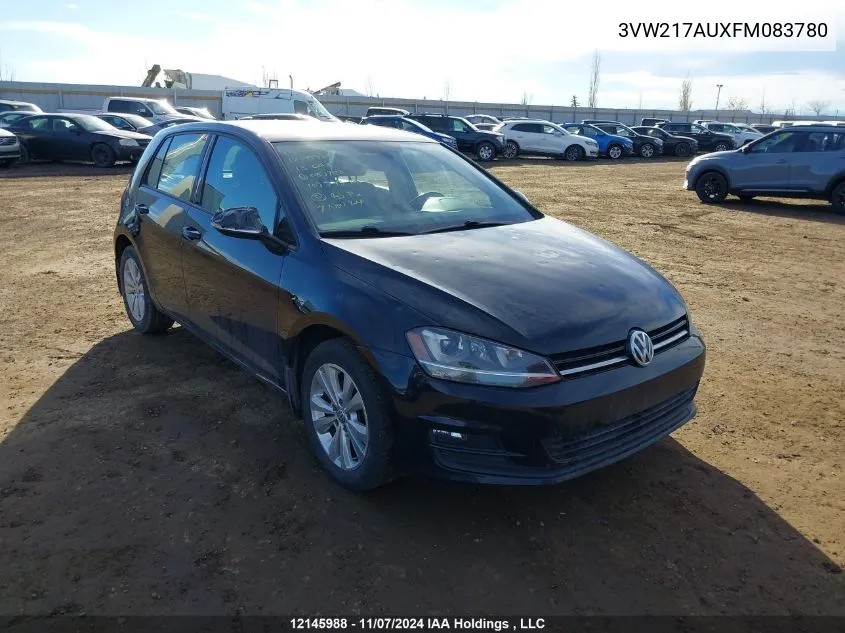 2015 Volkswagen Golf VIN: 3VW217AUXFM083780 Lot: 12145988