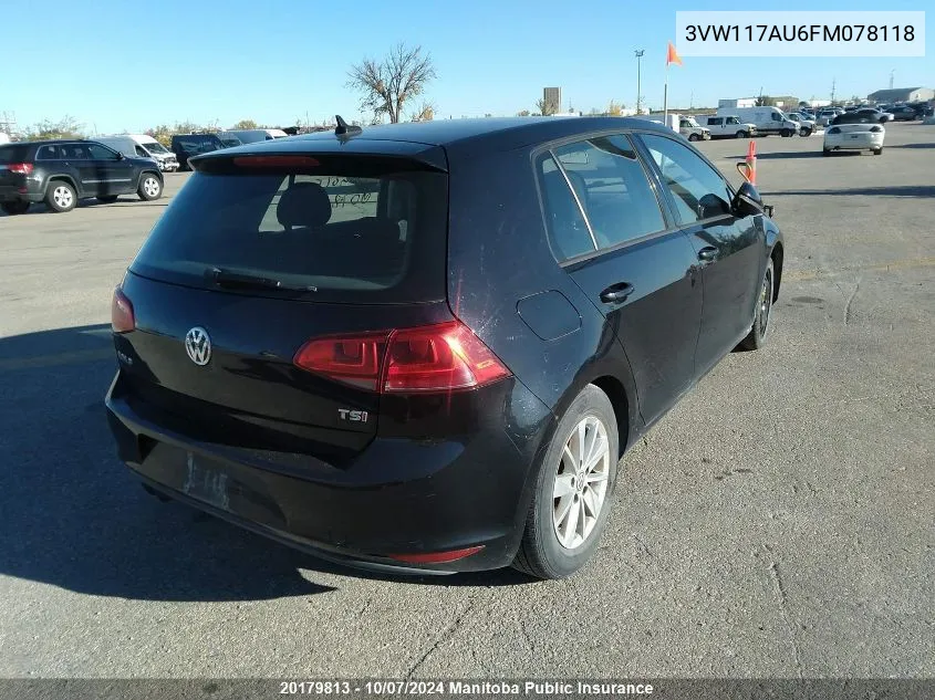 3VW117AU6FM078118 2015 Volkswagen Golf 1.8 Tsi