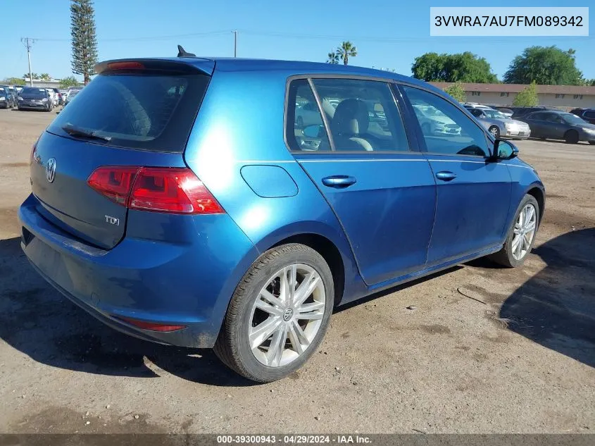 3VWRA7AU7FM089342 2015 Volkswagen Golf Tdi Se 4-Door