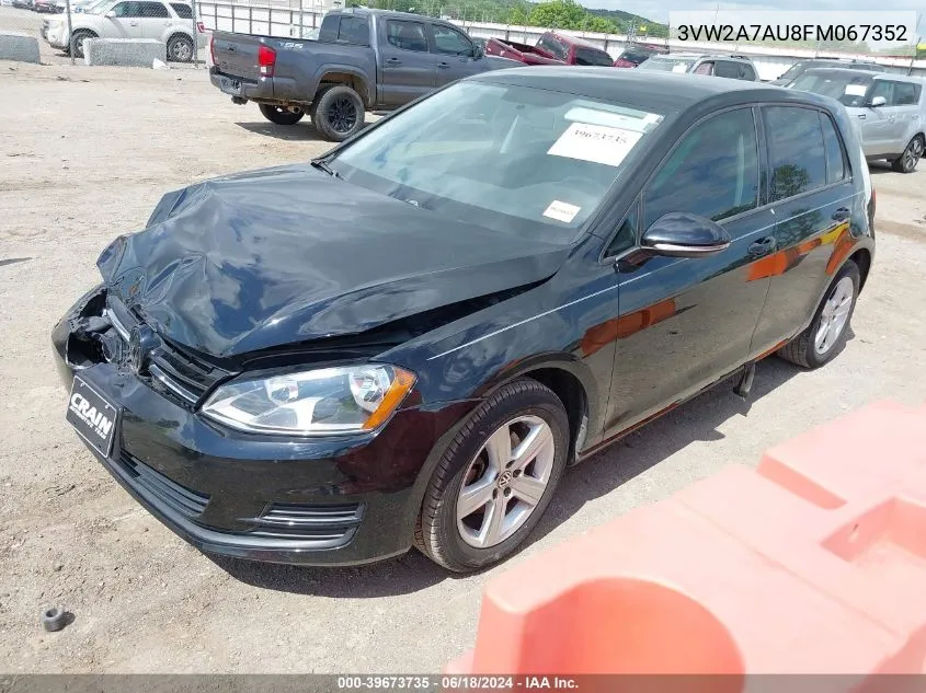 2015 Volkswagen Golf Tdi S 4-Door VIN: 3VW2A7AU8FM067352 Lot: 39673735