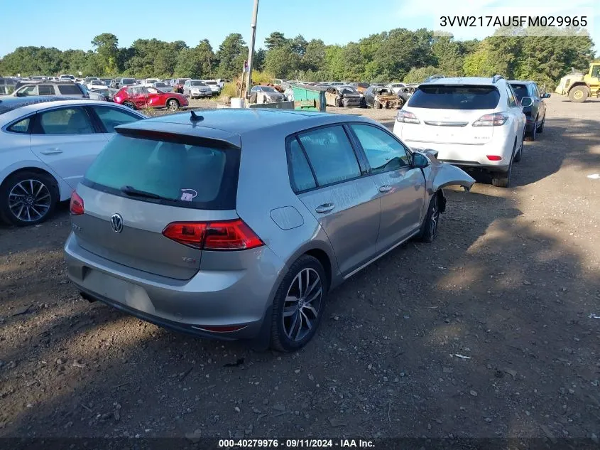 2015 Volkswagen Golf VIN: 3VW217AU5FM029965 Lot: 40279976