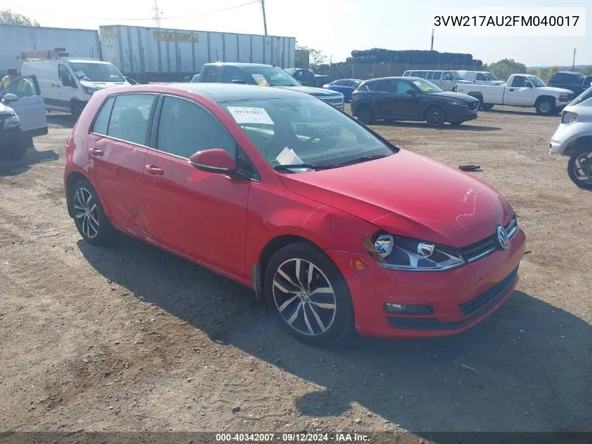 3VW217AU2FM040017 2015 Volkswagen Golf Tsi Se 4-Door