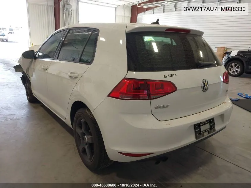 3VW217AU7FM038330 2015 Volkswagen Golf Tsi S 4-Door