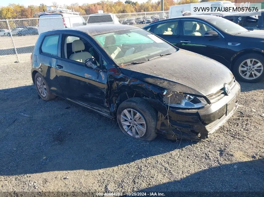 2015 Volkswagen Golf Tsi S 2-Door VIN: 3VW917AU8FM057676 Lot: 40664283