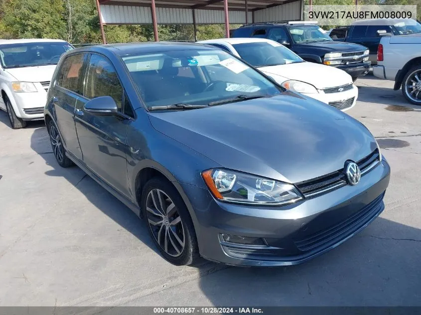 2015 Volkswagen Golf Tsi Se 4-Door VIN: 3VW217AU8FM008009 Lot: 40708657