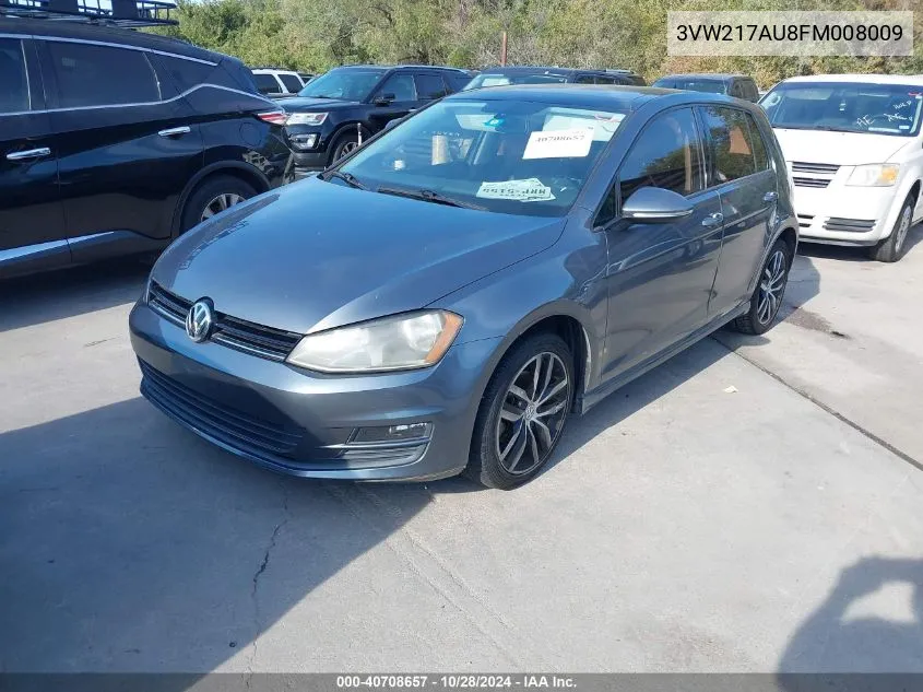 2015 Volkswagen Golf Tsi Se 4-Door VIN: 3VW217AU8FM008009 Lot: 40708657