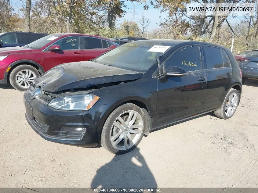 2015 Volkswagen Golf Tdi Sel 4-Door VIN: 3VWRA7AU9FM060697 Lot: 40734606