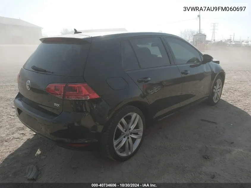 2015 Volkswagen Golf Tdi Sel 4-Door VIN: 3VWRA7AU9FM060697 Lot: 40734606