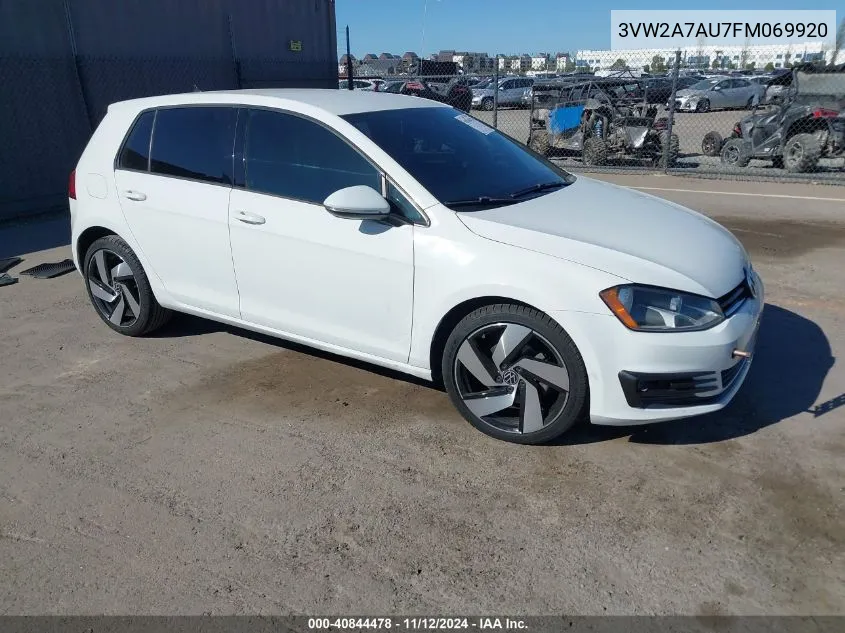 3VW2A7AU7FM069920 2015 Volkswagen Golf Tdi S 4-Door