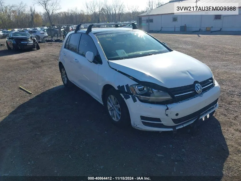 2015 Volkswagen Golf Tsi S 4-Door VIN: 3VW217AU3FM009388 Lot: 40864412