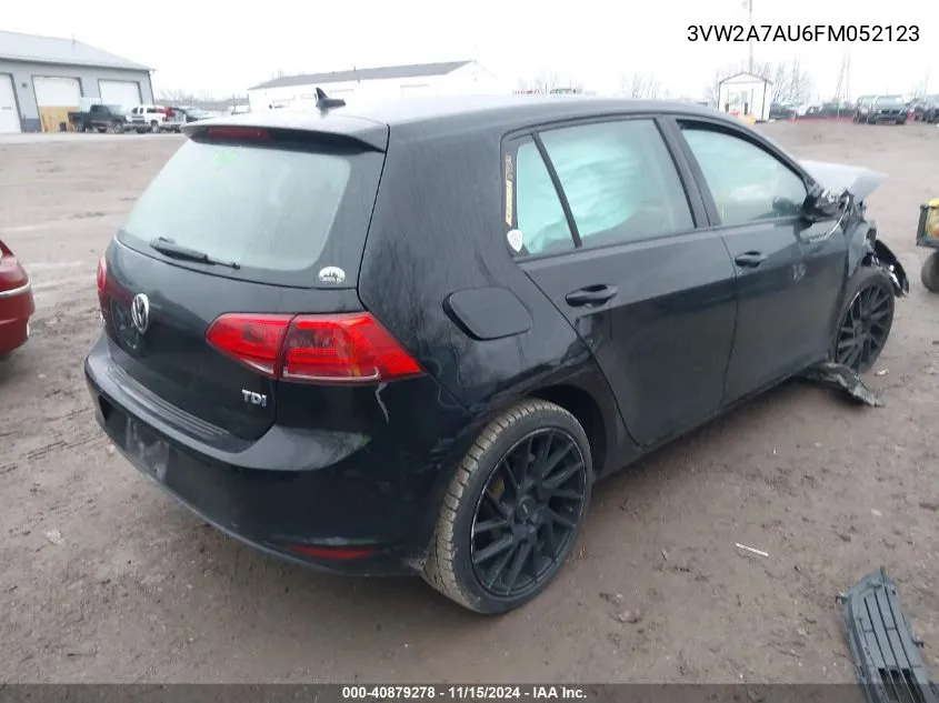 2015 Volkswagen Golf Tdi Se 4-Door VIN: 3VW2A7AU6FM052123 Lot: 40879278