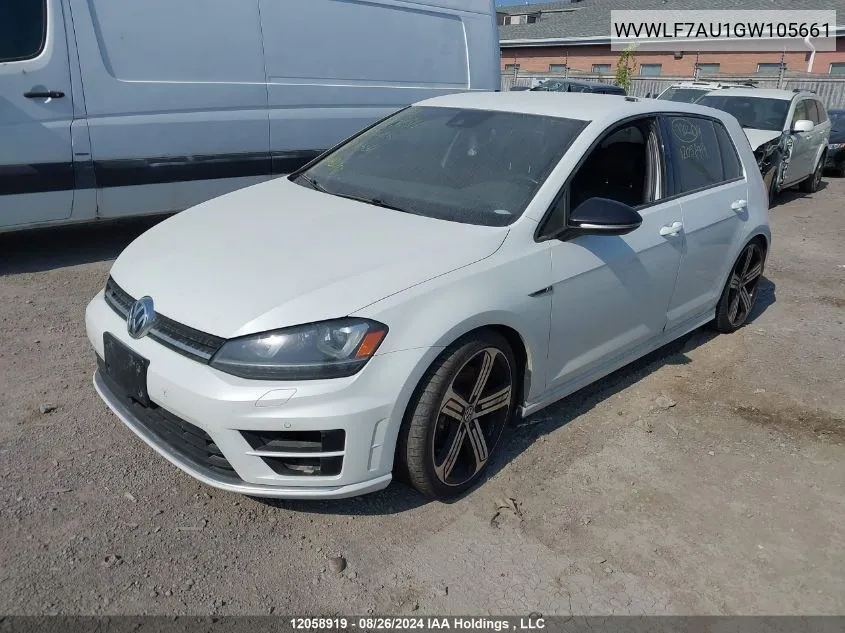 2016 Volkswagen Golf R VIN: WVWLF7AU1GW105661 Lot: 12058919