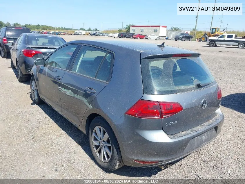 3VW217AU1GM049809 2016 Volkswagen Golf