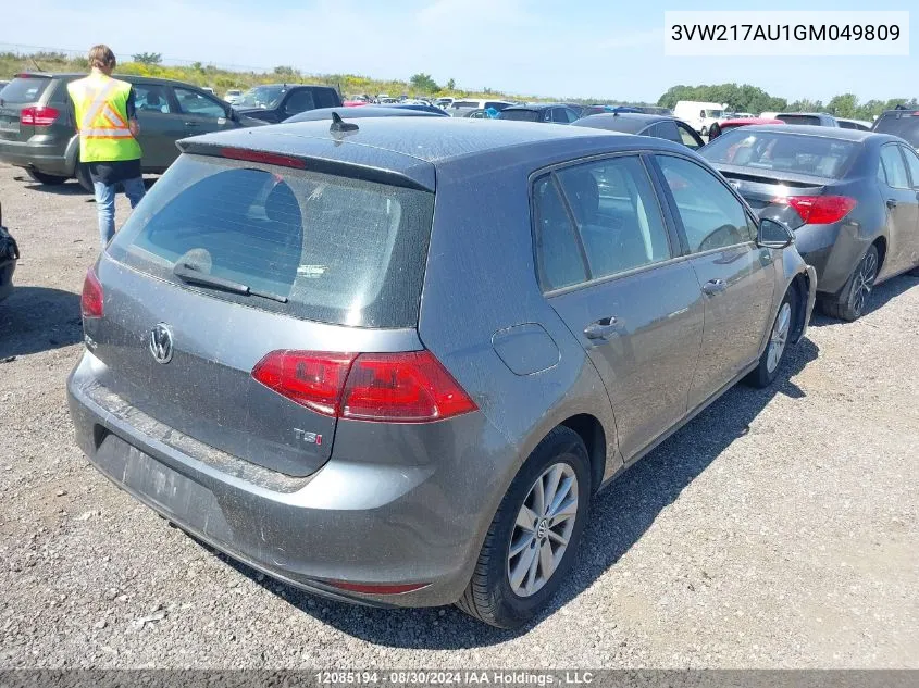 3VW217AU1GM049809 2016 Volkswagen Golf