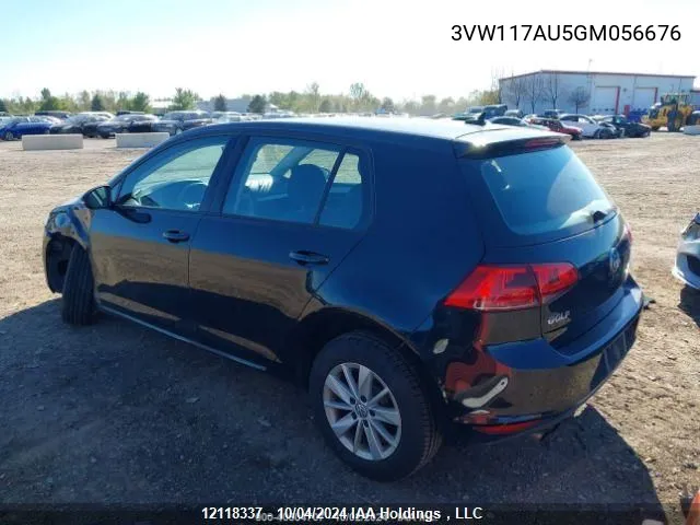 2016 Volkswagen Golf S VIN: 3VW117AU5GM056676 Lot: 12118337