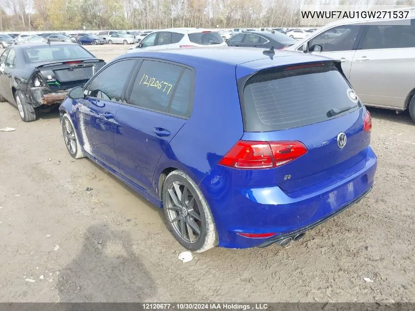 2016 Volkswagen Golf R VIN: WVWUF7AU1GW271537 Lot: 12120677