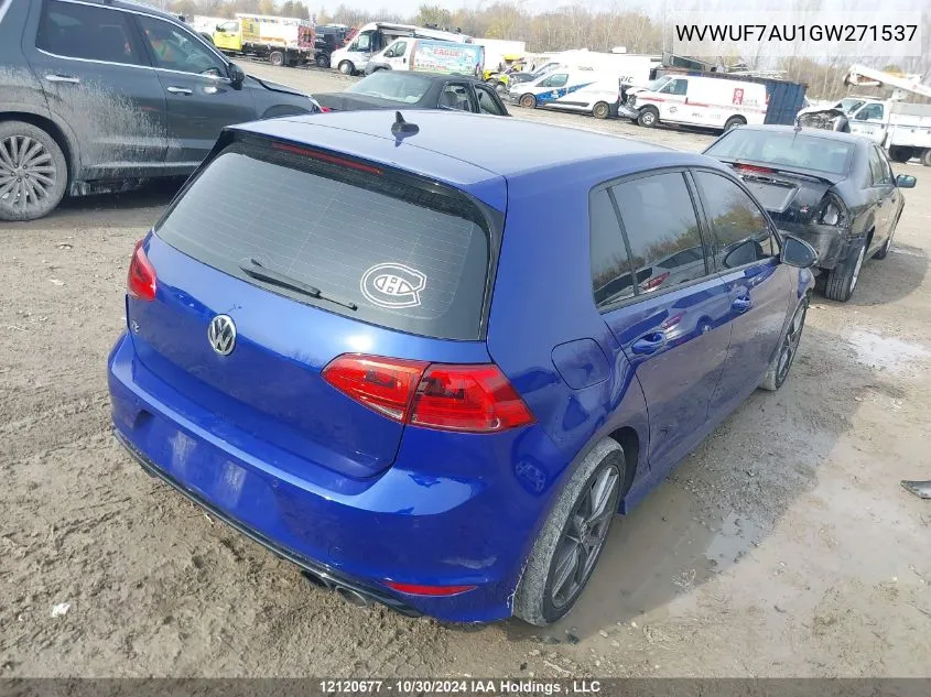 2016 Volkswagen Golf R VIN: WVWUF7AU1GW271537 Lot: 12120677