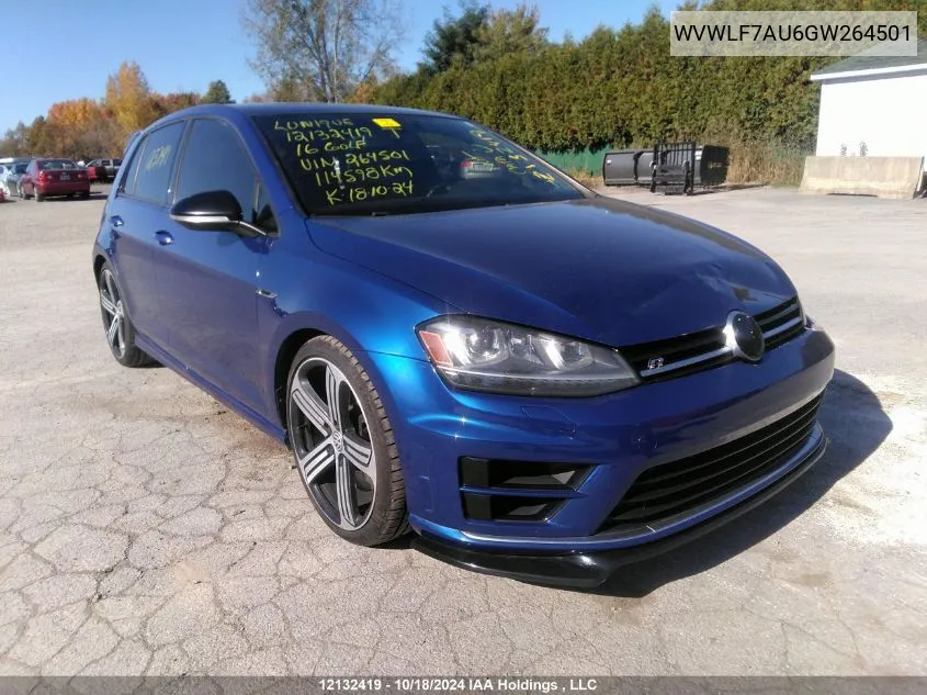 2016 Volkswagen Golf R VIN: WVWLF7AU6GW264501 Lot: 12132419