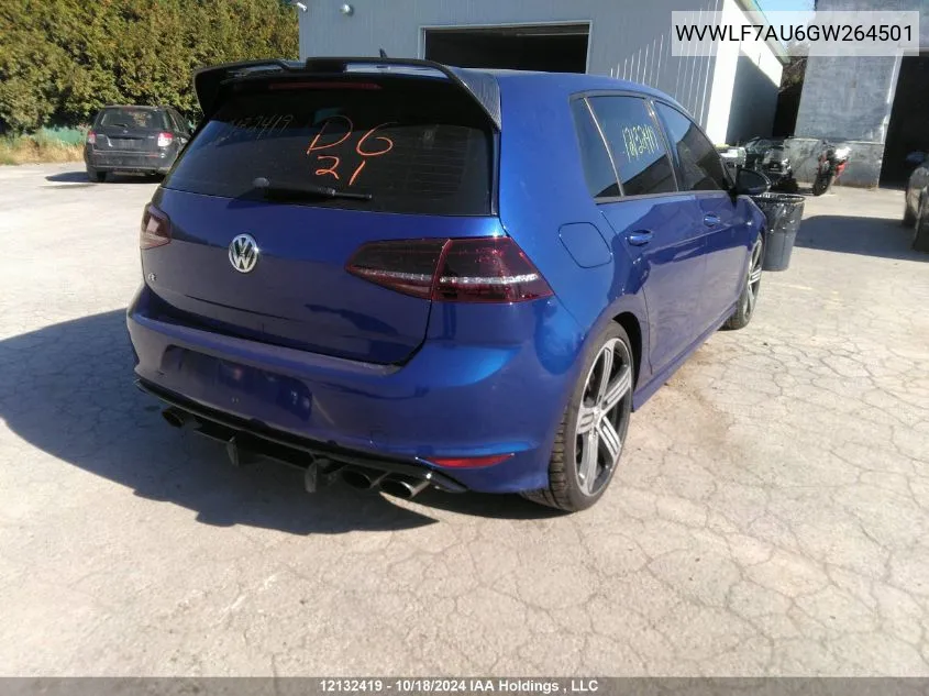 2016 Volkswagen Golf R VIN: WVWLF7AU6GW264501 Lot: 12132419