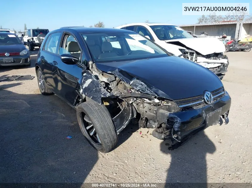 2016 Volkswagen Golf Tsi Se 4-Door VIN: 3VW217AU0GM004246 Lot: 40702741