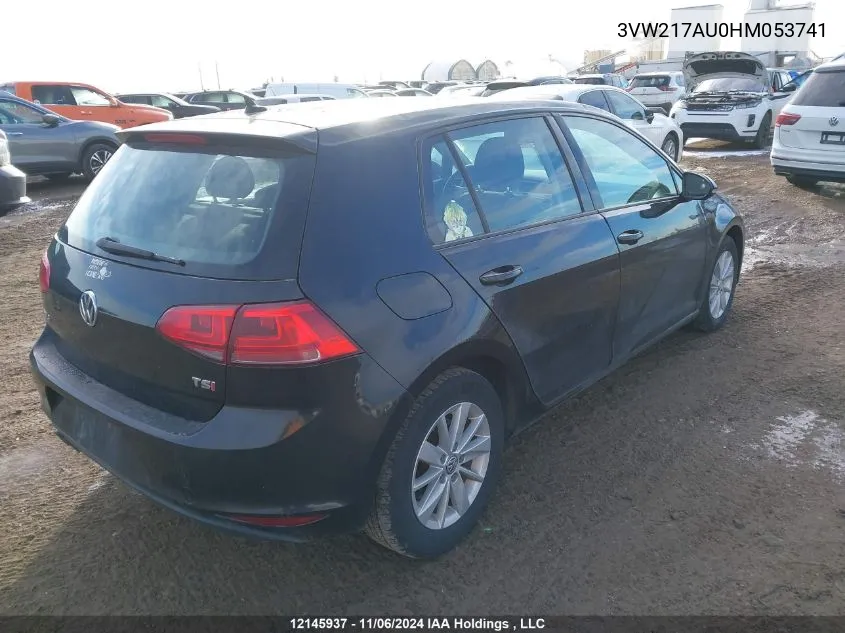 2017 Volkswagen Golf S/Wolfsburg/Se/Sel VIN: 3VW217AU0HM053741 Lot: 12145937