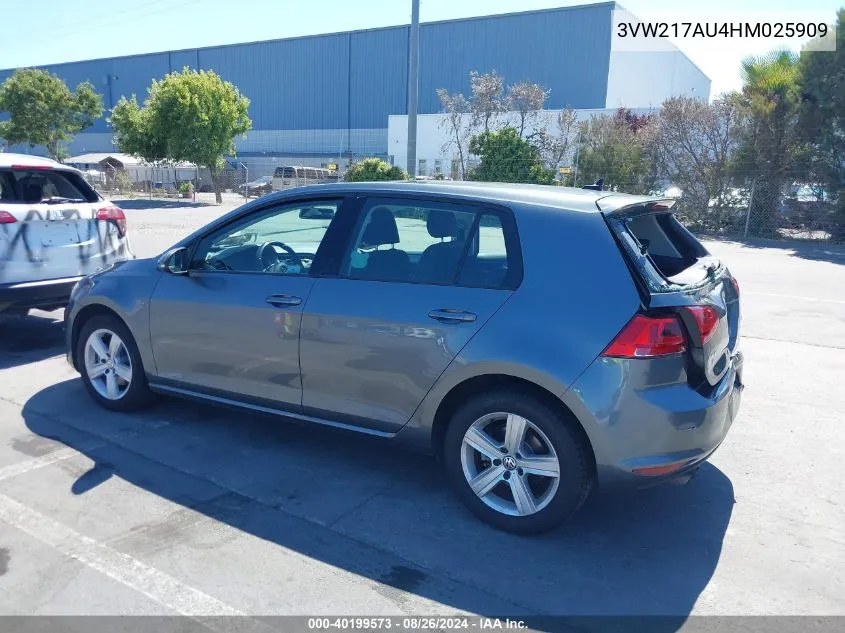 2017 Volkswagen Golf Tsi S 4-Door/Tsi Se 4-Door/Tsi Sel 4-Door/Tsi Wolfsburg Edition 4-Door VIN: 3VW217AU4HM025909 Lot: 40199573