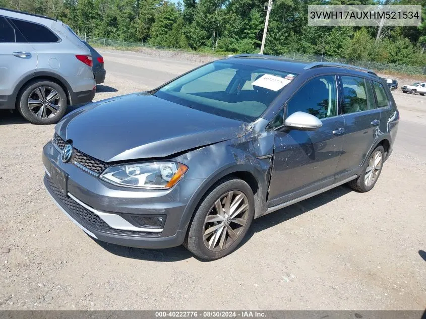 2017 Volkswagen Golf Alltrack Tsi S/Tsi Se/Tsi Sel VIN: 3VWH17AUXHM521534 Lot: 40222776