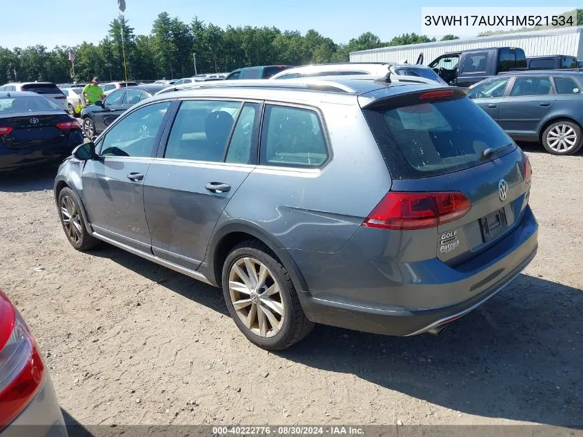 2017 Volkswagen Golf Alltrack Tsi S/Tsi Se/Tsi Sel VIN: 3VWH17AUXHM521534 Lot: 40222776