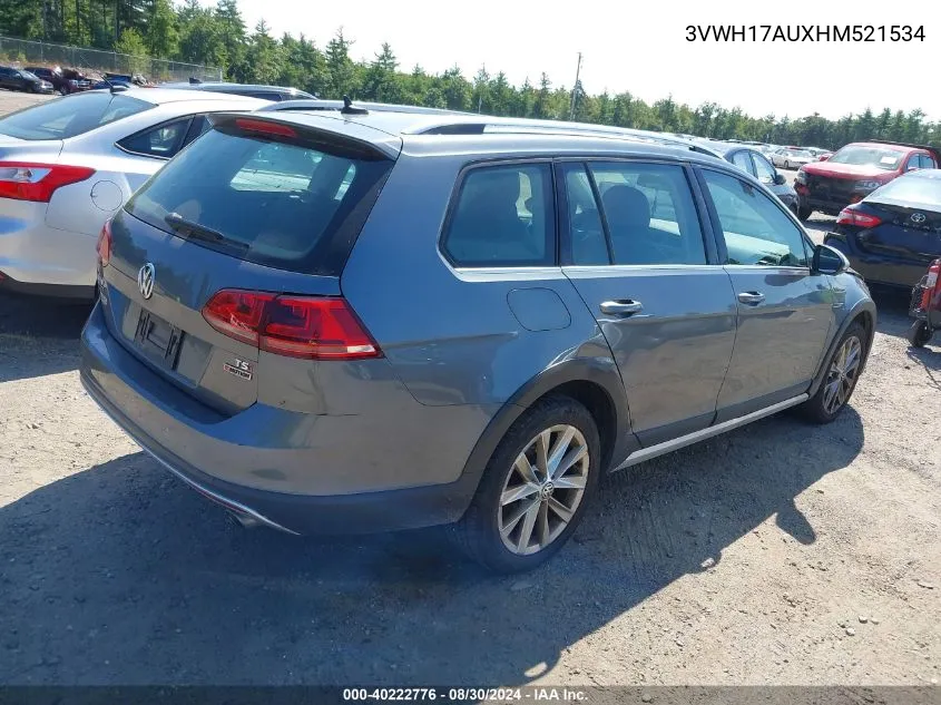 2017 Volkswagen Golf Alltrack Tsi S/Tsi Se/Tsi Sel VIN: 3VWH17AUXHM521534 Lot: 40222776