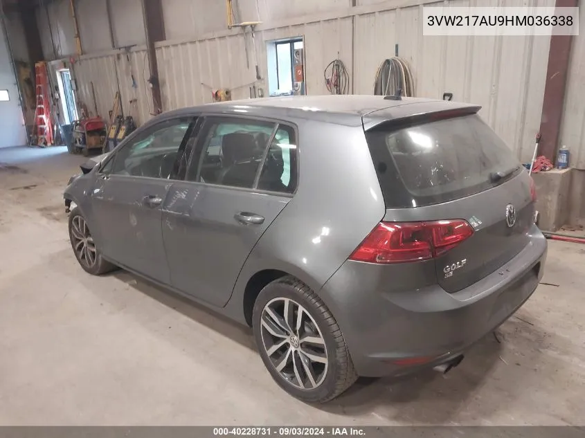 2017 Volkswagen Golf Tsi S 4-Door/Tsi Se 4-Door/Tsi Sel 4-Door/Tsi Wolfsburg Edition 4-Door VIN: 3VW217AU9HM036338 Lot: 40228731