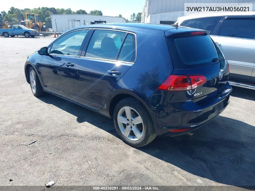 2017 Volkswagen Golf Tsi S 4-Door/Tsi Se 4-Door/Tsi Sel 4-Door/Tsi Wolfsburg Edition 4-Door VIN: 3VW217AU3HM056021 Lot: 40230291