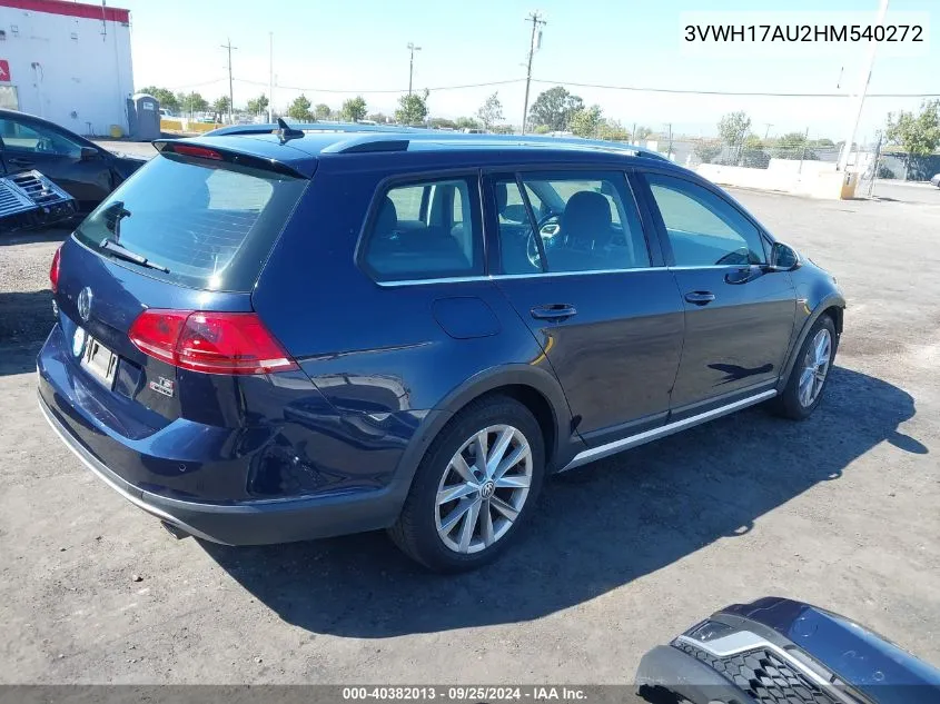 2017 Volkswagen Golf Alltrack Tsi S/Tsi Se/Tsi Sel VIN: 3VWH17AU2HM540272 Lot: 40382013