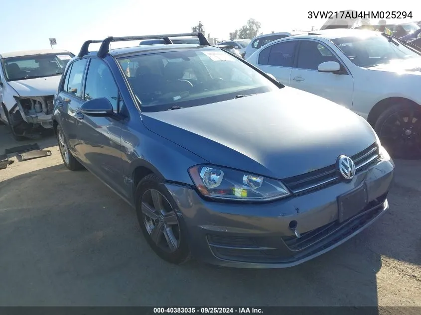 2017 Volkswagen Golf Tsi S 4-Door/Tsi Se 4-Door/Tsi Sel 4-Door/Tsi Wolfsburg Edition 4-Door VIN: 3VW217AU4HM025294 Lot: 40383035