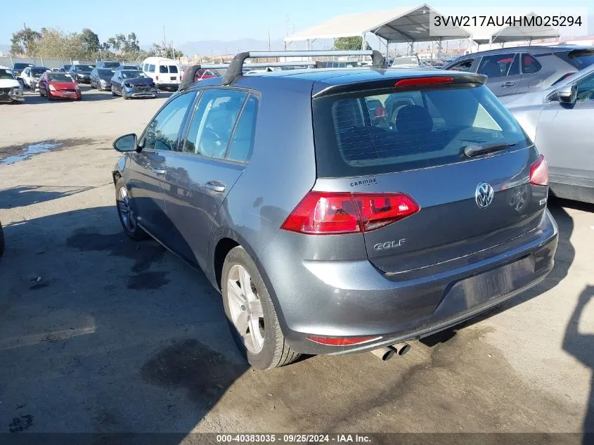 2017 Volkswagen Golf Tsi S 4-Door/Tsi Se 4-Door/Tsi Sel 4-Door/Tsi Wolfsburg Edition 4-Door VIN: 3VW217AU4HM025294 Lot: 40383035