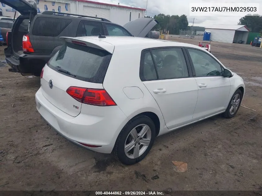 2017 Volkswagen Golf Tsi S 4-Door/Tsi Se 4-Door/Tsi Sel 4-Door/Tsi Wolfsburg Edition 4-Door VIN: 3VW217AU7HM029503 Lot: 40444862