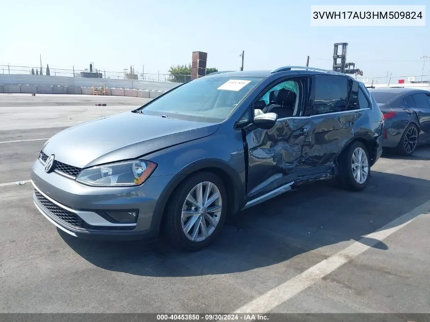 2017 Volkswagen Golf Alltrack Tsi S/Tsi Se/Tsi Sel VIN: 3VWH17AU3HM509824 Lot: 40453850