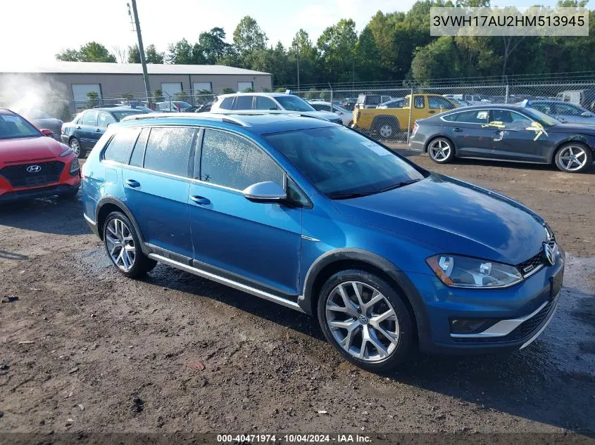 2017 Volkswagen Golf Alltrack Tsi S/Tsi Se/Tsi Sel VIN: 3VWH17AU2HM513945 Lot: 40471974