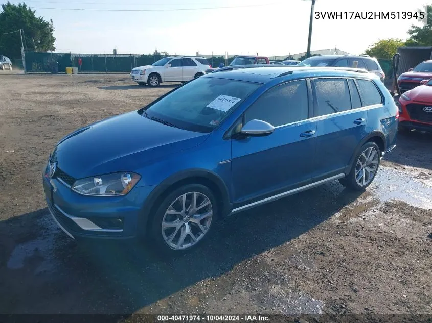 2017 Volkswagen Golf Alltrack Tsi S/Tsi Se/Tsi Sel VIN: 3VWH17AU2HM513945 Lot: 40471974