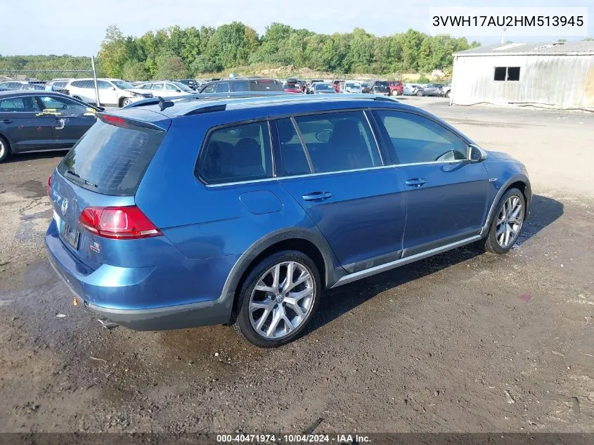 2017 Volkswagen Golf Alltrack Tsi S/Tsi Se/Tsi Sel VIN: 3VWH17AU2HM513945 Lot: 40471974