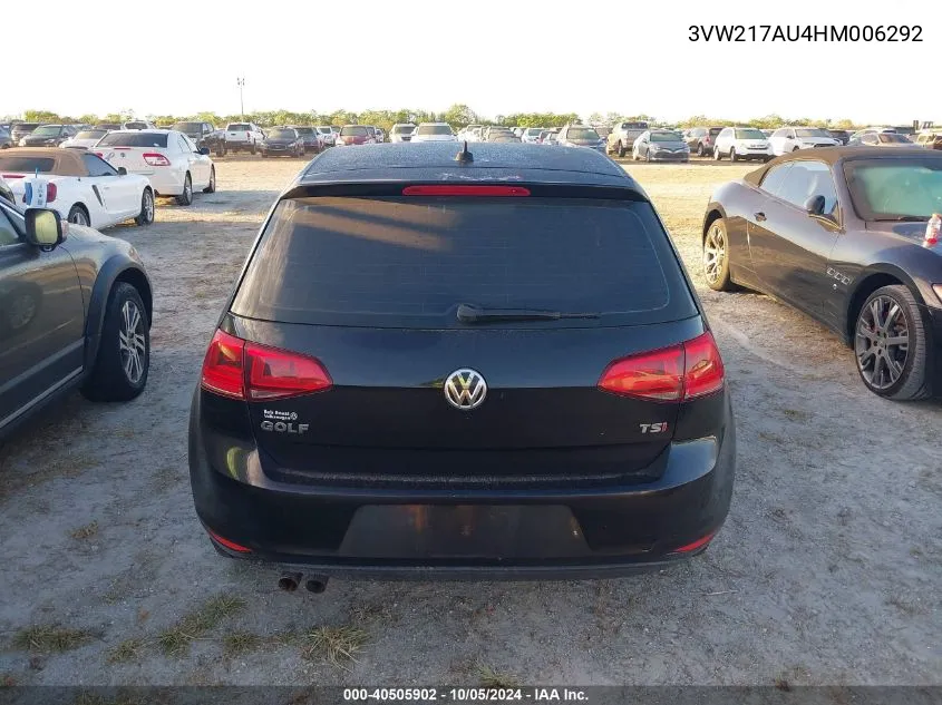 3VW217AU4HM006292 2017 Volkswagen Golf S/Wolfsburg/Se/Sel