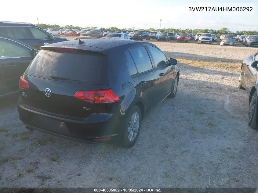 3VW217AU4HM006292 2017 Volkswagen Golf S/Wolfsburg/Se/Sel