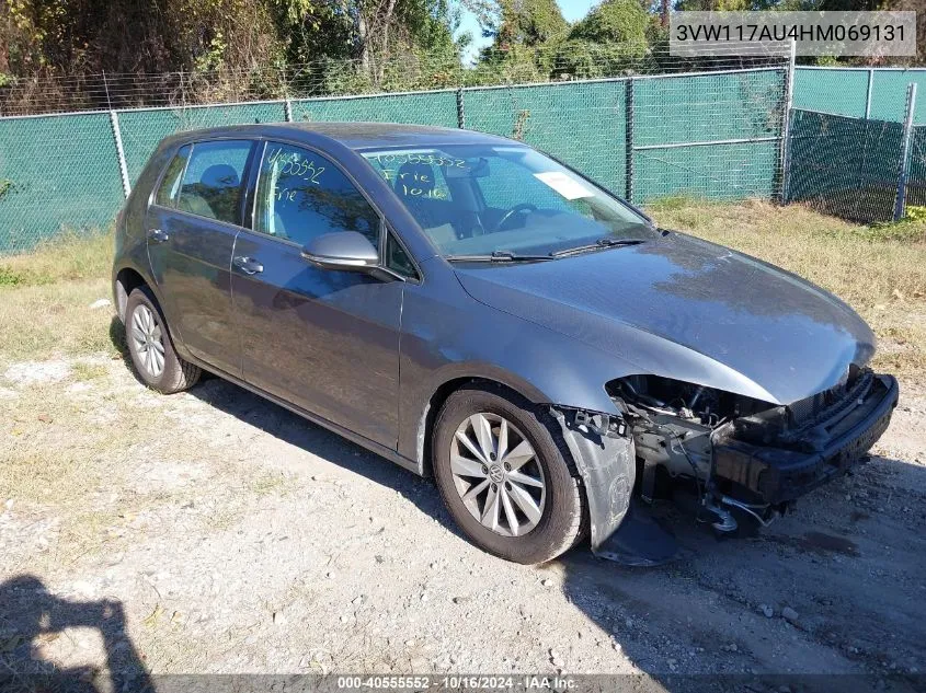 2017 Volkswagen Golf Tsi S 4-Door/Tsi Wolfsburg Edition 4-Door VIN: 3VW117AU4HM069131 Lot: 40555552